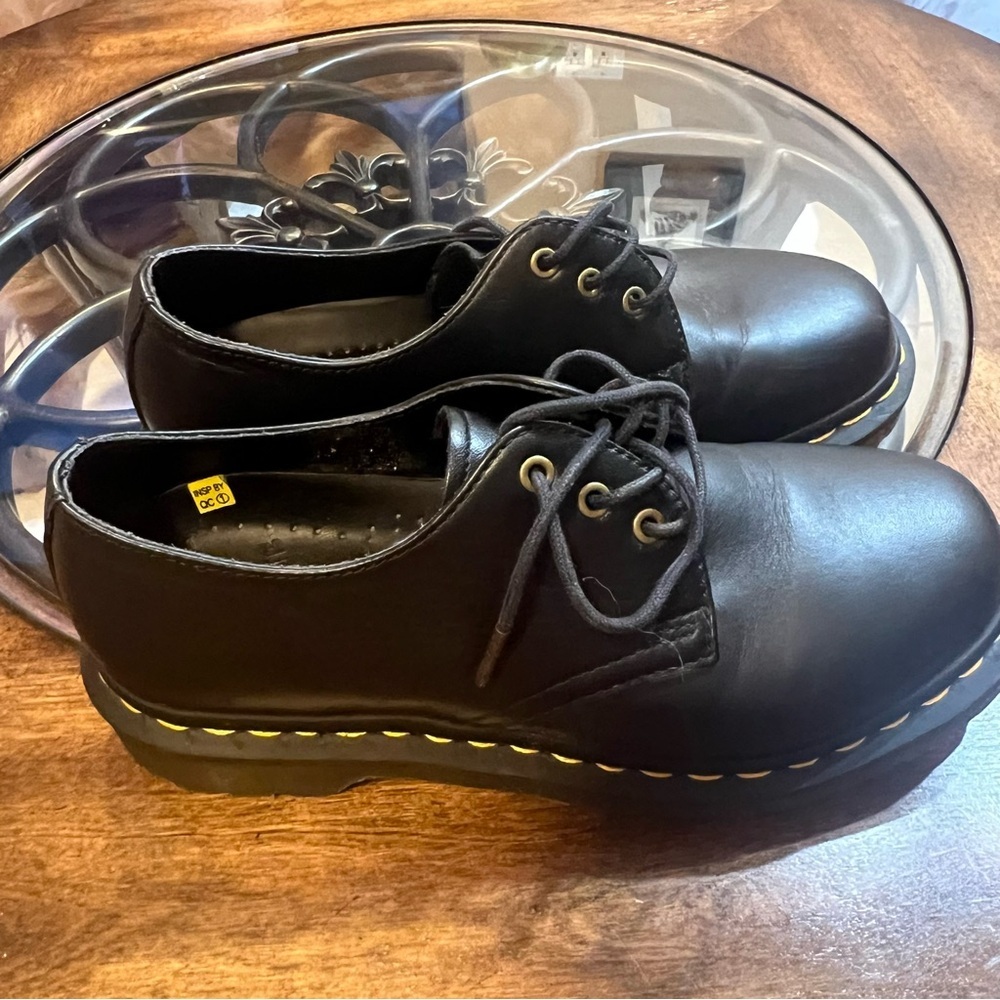 Dr Martens Men's 5 Shoes Black Faux Vegan Leather Chunky Classic Docs Women's 5
